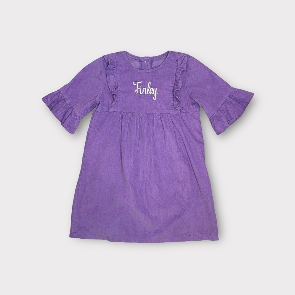 Southern Sunshine Lavender Corduroy Monogrammed “Finley” Dress